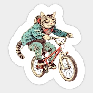 Cat Riding a Bike Sticker